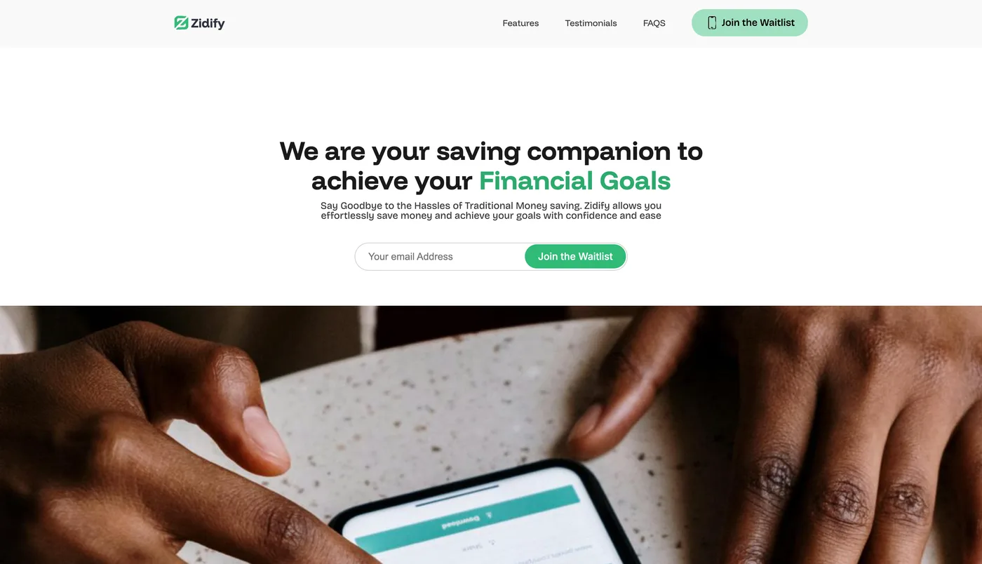 Zidify savings dashboard showing group and individual savings goals